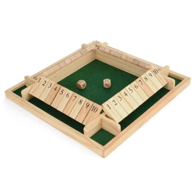 Toyrific 4 Player Shut the Box Dice Game Wooden Board Family Game - Image 1 of 4
