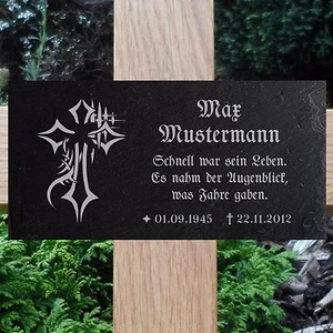 Für Unfallkreuz oder Grabkreuz Grabplatte Kreuz-511 ► Wunsch Gravur ◄ 20x10 cm - Bild 1 von 2