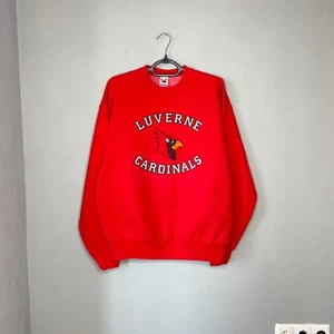 Vintage 90er Herren Sweatshirt "Luverne Cardinals" rot Supercotton Gr. L - Bild 1 von 8