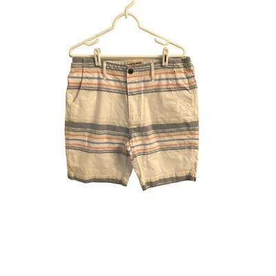 Pantalones Cortos Arizona Jean Co Para Hombre Blanco, Rayas Azules/Rojas, Talla 34 Bolsillos Cinturón Lazo Foto 1 de 4