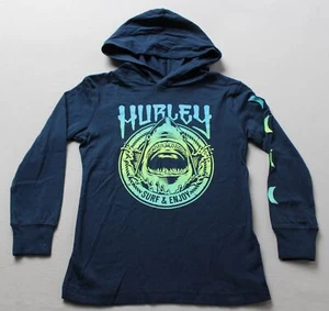 Hurley Boys Shark Graphic Pullover Hooded T-Shirt AP2 Med Blue Size: 5/Small NWT - Picture 1 of 5