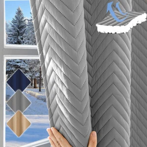 Thick Quilted Winter Curtains Panel Thermal 100% Blackout Curtains Drapes Room - Picture 1 of 22