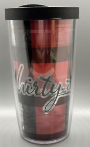 Tervis THIRTY ONE 16 oz tumbler Red Plaid Insulated BPA Free Plastic lid EUC