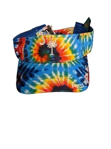 Folly Beach SC Rainbow Colored Tie-Dye Visor Style Hat Women/Men Adjustable Hat - Picture 1 of 4