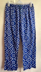 Lovely *NATURA* Blue Tie Dye Elasticated Cotton Beach Trousers L - Picture 1 of 5