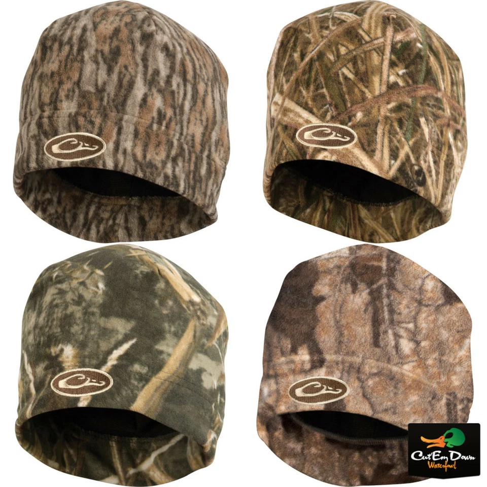 NEW DRAKE WATERFOWL SYSTEMS WINDPROOF FLEECE CAMO LOGO BEANIE SKULL CAP - Image 1 of 1