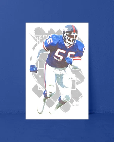 LAWRENCE TAYLOR watercolor painting art print/poster NEW YORK GIANTS FREE S&H! Cover
