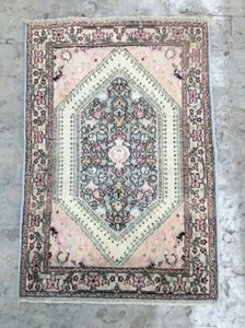Vintage Afghan Hand knotted Rug Kesary Rug Mini Rug Silk Rug,Turkish Rug,2x3 ft - Picture 1 of 8