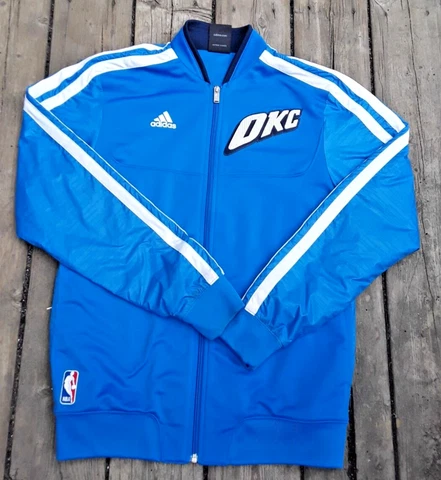Adidas NBA OKC Thunder Full Zip Z58612AZB001 Warmup Jacket Light Blue Men S Cover