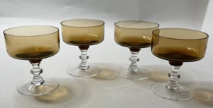 4 Sasaki Regency Amber Stemmed Champagne/Tall Sherbet Glasses 4" Tall - Picture 1 of 10