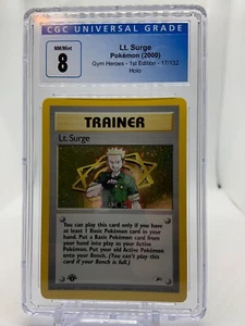 Lt. Surge Gym Heroes 1st edition Holo Mint 17/132 CGC 8 Pokemon TCG - Picture 1 of 4
