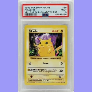 Pokemon Base Set Shadowless Pikachu 58/102 PSA 9 MINT - Picture 1 of 4