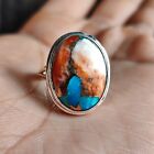 Oyster Copper Turquoise Womens Ring, Sterling Silver Gemstone Ring Summer Gift