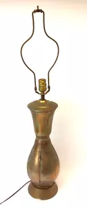 Electric Made in Egypt Copper Metal Decorative Decorator Lamp Wood Base Working - Picture 1 of 8
