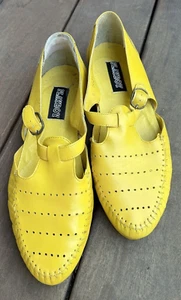 Vintage PLAYBOY Unisex Leather Shoes Yellow Buckle Miami Beachcore Rare - Picture 1 of 10