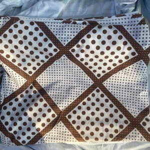 Vintage 60s 70s PEQUOT MCM Geometric Polka Dot Double Flat SHEET Nwop - Picture 1 of 4