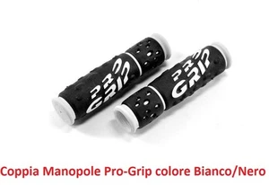 Coppia Manopole Pro-Grip in Gel col. Nero/Bianco per bici 26-28 Fixed Scatto Fis - Foto 1 di 1
