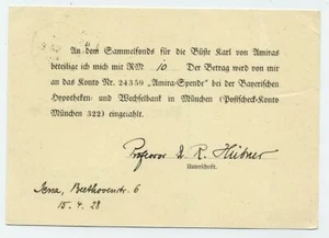 Postal con autógrafo firma profesor Rudolf Hübner jurista universidad Jena 1928 - Imagen 1 de 2