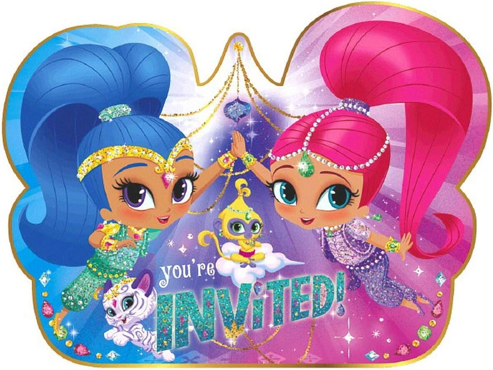 Shimmer & Shine Nick Jr Dibujos Animados Niños Fiesta de Cumpleaños Novedad Invitaciones Foto 1 de 1