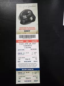 Phil Hughes MLB Debut, NY Yankees vs Toronto Ticket Stub | April 26, 2007 - Picture 1 of 2