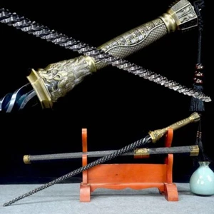 Stainless steel black blade Chinese Magic whip 魔鞭 black leather saya - Picture 1 of 8
