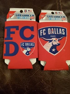 2 MLS Soccer- FC Dallas Toro- 2 Sided Can Coolers /Koozies - By Wincraft - Picture 1 of 3