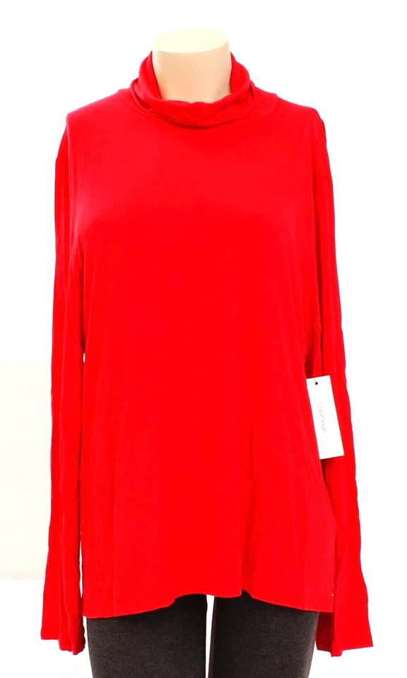 Calvin Klein Red Long Sleeve Turtleneck Shirt Women's XL NWT - Image 1 of 4
