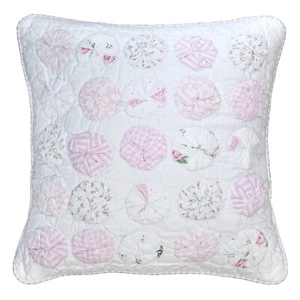Pink Floral Pom Pom Circles 16" x 16" Throw Pillow - Picture 1 of 2