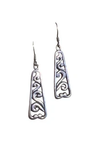 Vintage Sterling Silver Filigree Scroll Dangle Earrings Celtic Swirl Fish Hook - Picture 1 of 4