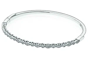 Pandora Sterling Silver Timeless Elegance Bangle with Hinged Clasp 590522CZ - 3 - Picture 1 of 8