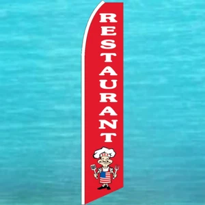 RESTAURANT FLATTERFAHNE groß geschwungen oben Werbeschild Feder Bande Banner - Bild 1 von 5
