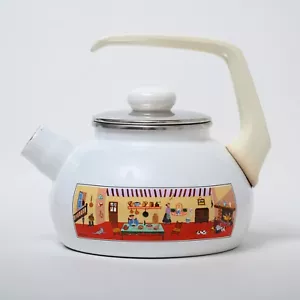 Teiera smaltata Villeroy & Boch Naif - rara bollitore tedesco vintage Gérard Laplau - Foto 1 di 21