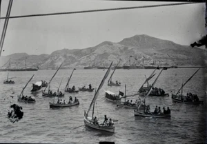 PHOTO SUR PLAQUE DE VERRE NEGATIF BATEAUX MONT FARON TOULON 9x12  1900/1920 - Picture 1 of 2