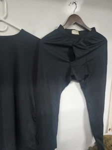  Conjunto de parte superior e inferior térmica de seda nivel 1 pequeño regular negro ⚫️ clima frío - Imagen 1 de 8