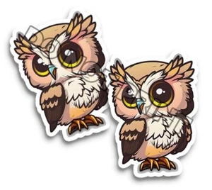 Pegatinas de búho lindas pegatinas para pájaros calcomanías troqueladas M33018 conjunto de 2 - Imagen 1 de 2