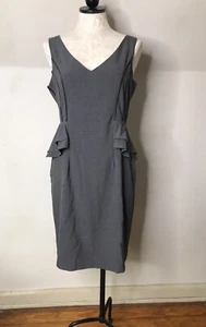 New York And Company Peplum Sheath Gray Sleeveless Dress Size 6 - Picture 1 of 13