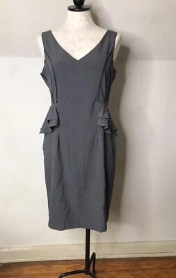New York And Company Peplum Sheath Gray Sleeveless Dress Size 6 - Image 1 of 4