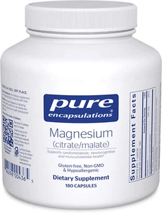 Pure Encapsulations Magnesium (Citrate/Malate) - 180 Count (Pack of 1) - Picture 1 of 12
