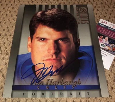 JIM HARBAUGH FIRMADO DONRUSS RETRATO TARJETA 8X10 AUTÓGRAFO DE FÚTBOL AMERICANO JSA COLTS Foto 1 de 2