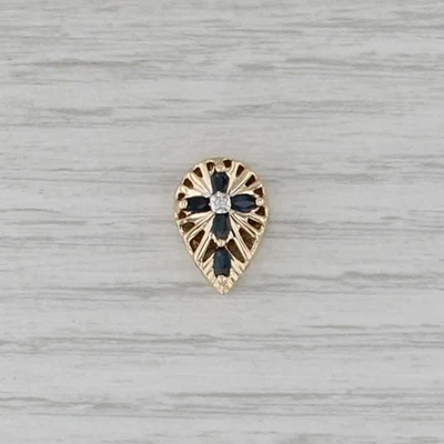 AV 0.35ct Blue Sapphire Teardrop Slide Bracelet Charm 10k Yellow Gold Vintage - Image 1 of 4