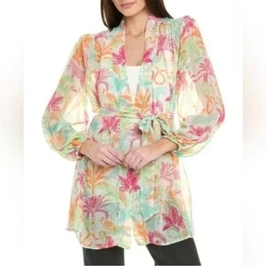 Accappatoio CABI #6185 Sunset Kimono Stampa Giungla Taglia Media Cravatta Frontale Spiaggia Vacanza - Foto 1 di 8