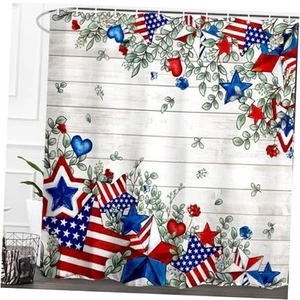 Home Patriotic 4th of July Shower Curtain Independence Day America Memorial - Picture 1 of 7
