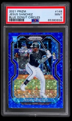 2021 Panini Prizm 148 Jesus Sanchez Blue Donut Circles /199 PSA - Image 1 of 2