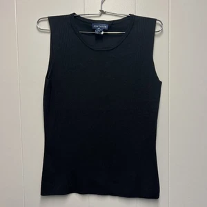 Ann Taylor Sweater Size SMALL Black 100% Silk KNIT Tank Sleeveless~MINT - Picture 1 of 6
