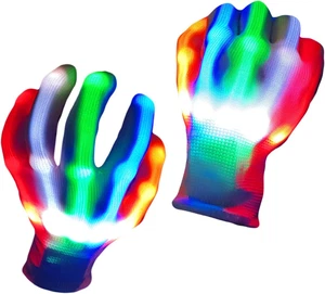 Led Light up Gloves Rainbow Easter Gifts for Kids and Adults Rave Light Glowing  - Picture 1 of 12