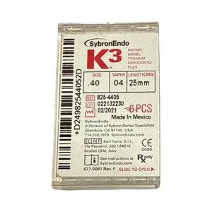 SybronEndo K3 Nickel-Titanium Files NiTi Endo Files K3 .40/.04 25mm - Picture 1 of 2