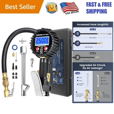 Accurate 3-in-1 Tire Inflator with LCD Display & Heavy-Duty Air Chuck Attachment - Image 1 of 4