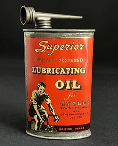 SUPERIOR CYCLE SCHMIERGETRIEBEÖL DOSE OLDTIMER FAHRRAD LADEN ÖLER DISPLAY ZINN - Bild 1 von 9