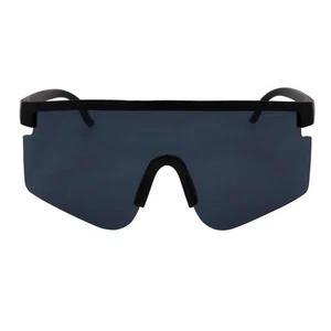 MONOLITH - X-Large Rimless Sports Shield Sunglasses Matte Black Dark Smoke Tint - Picture 1 of 9