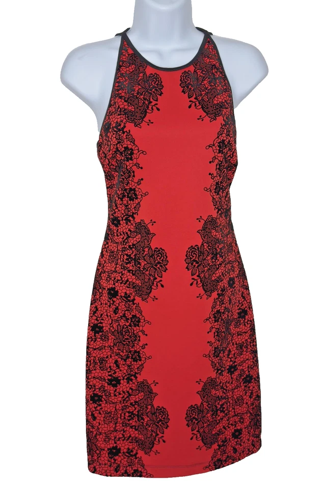 Vestido De Colección Y2K B Darlin Para Mujer 7/8 Rojo Negro Terciopelo Floral Halter Hada Grunge Foto 1 de 4